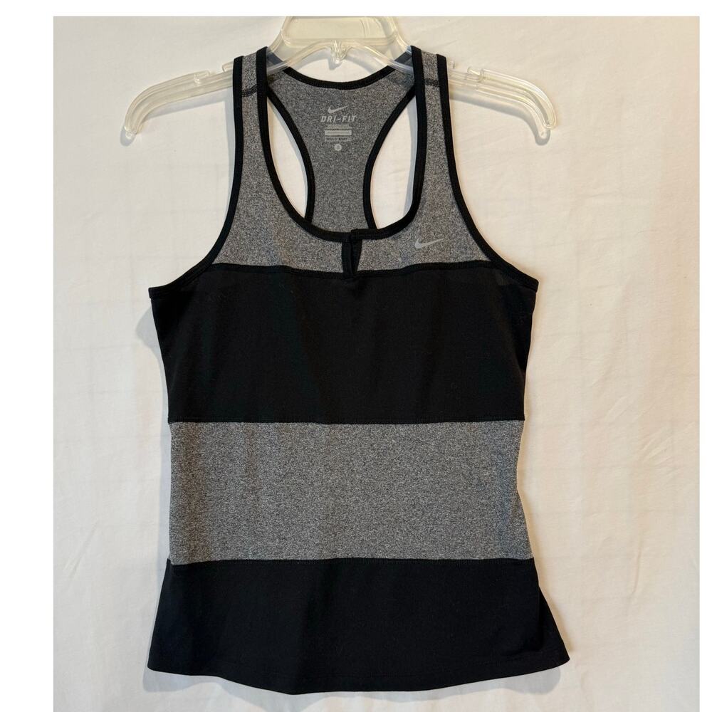 Women's Nike Dri-Fit racerback tank black gray striped small workout fitness run